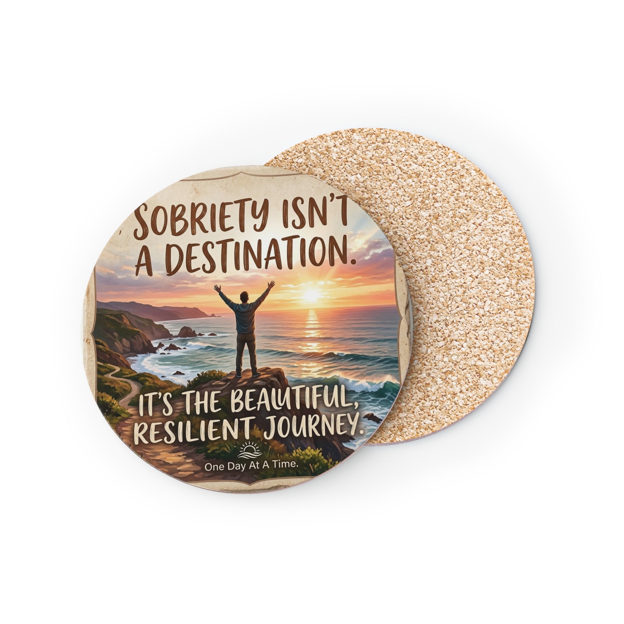 One Day At A Time - Inspirational Sobriety Recovery Drink Coaster - Coasters