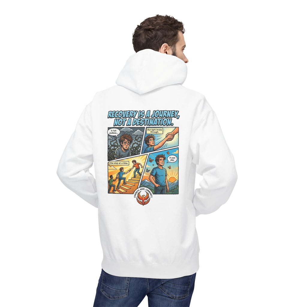 Recovery Journey Hoodie — "Recovery is a Journey, Not a Destination" Graphic Hoodie