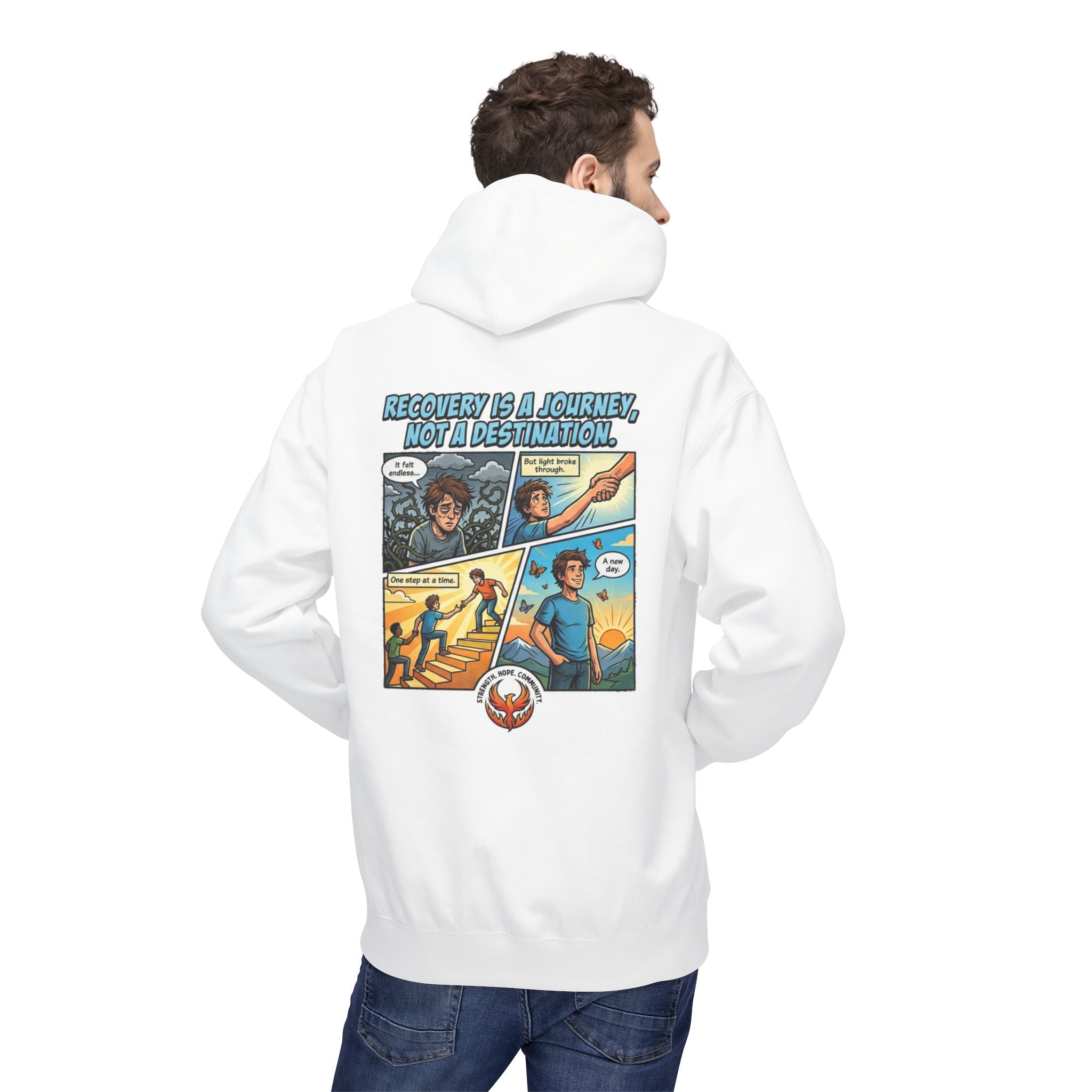 Recovery Journey Hoodie — "Recovery is a Journey, Not a Destination" Graphic Hoodie
