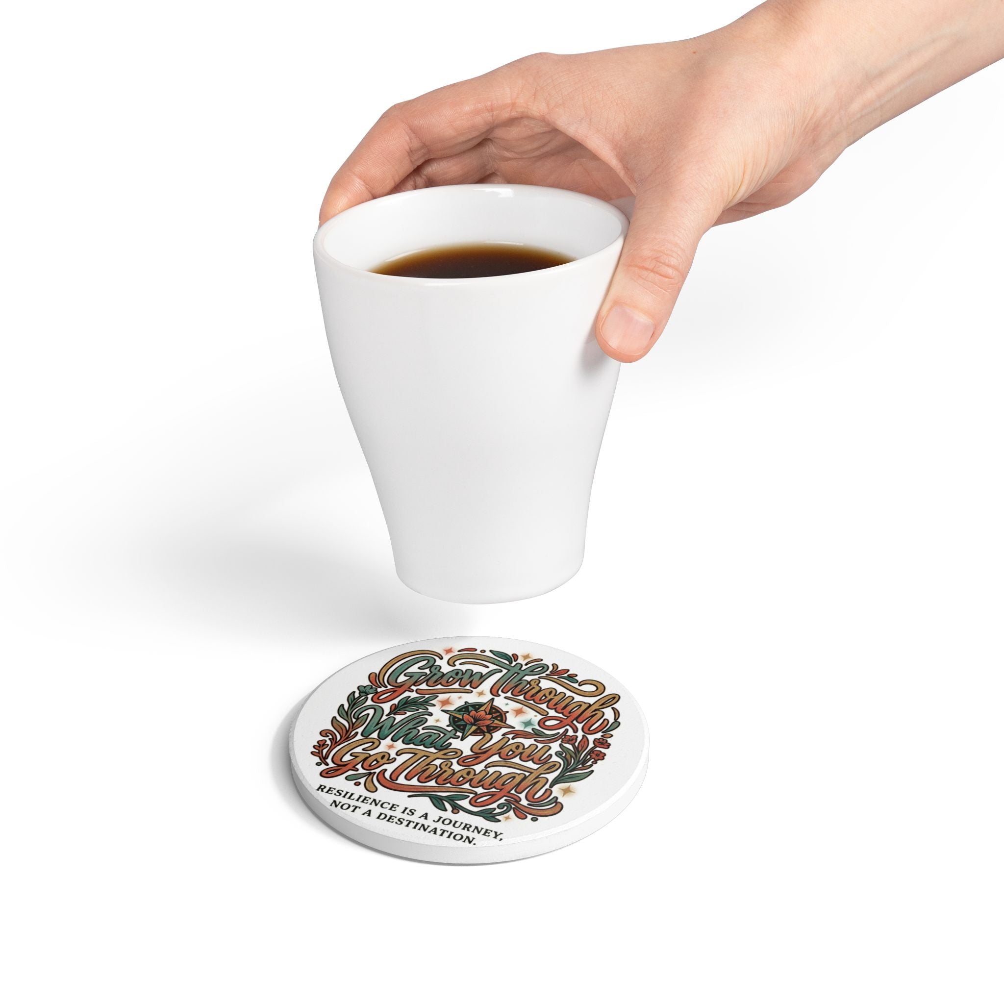 Beautiful, Resilient Journey Recovery Ceramic Coaster - Inspirational Sobriety Gift