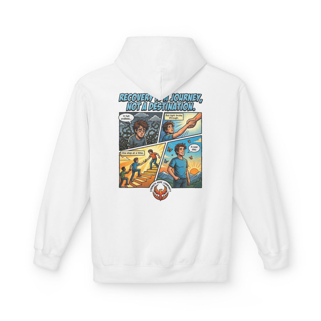 Recovery Journey Hoodie — "Recovery is a Journey, Not a Destination" Graphic Hoodie