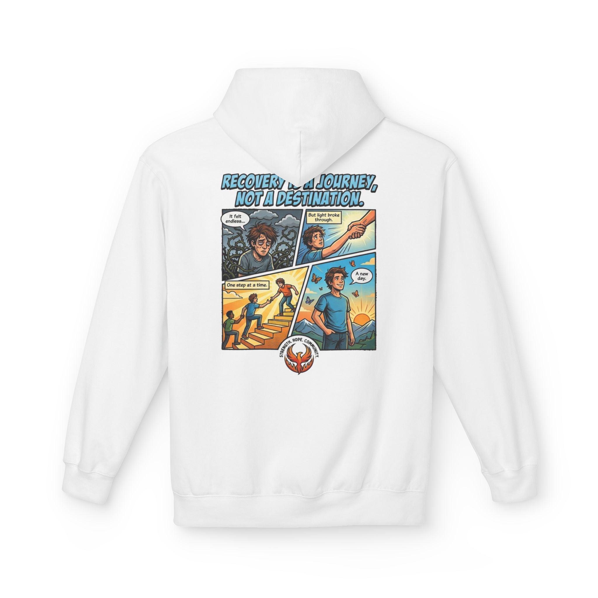 Recovery Journey Hoodie — "Recovery is a Journey, Not a Destination" Graphic Hoodie