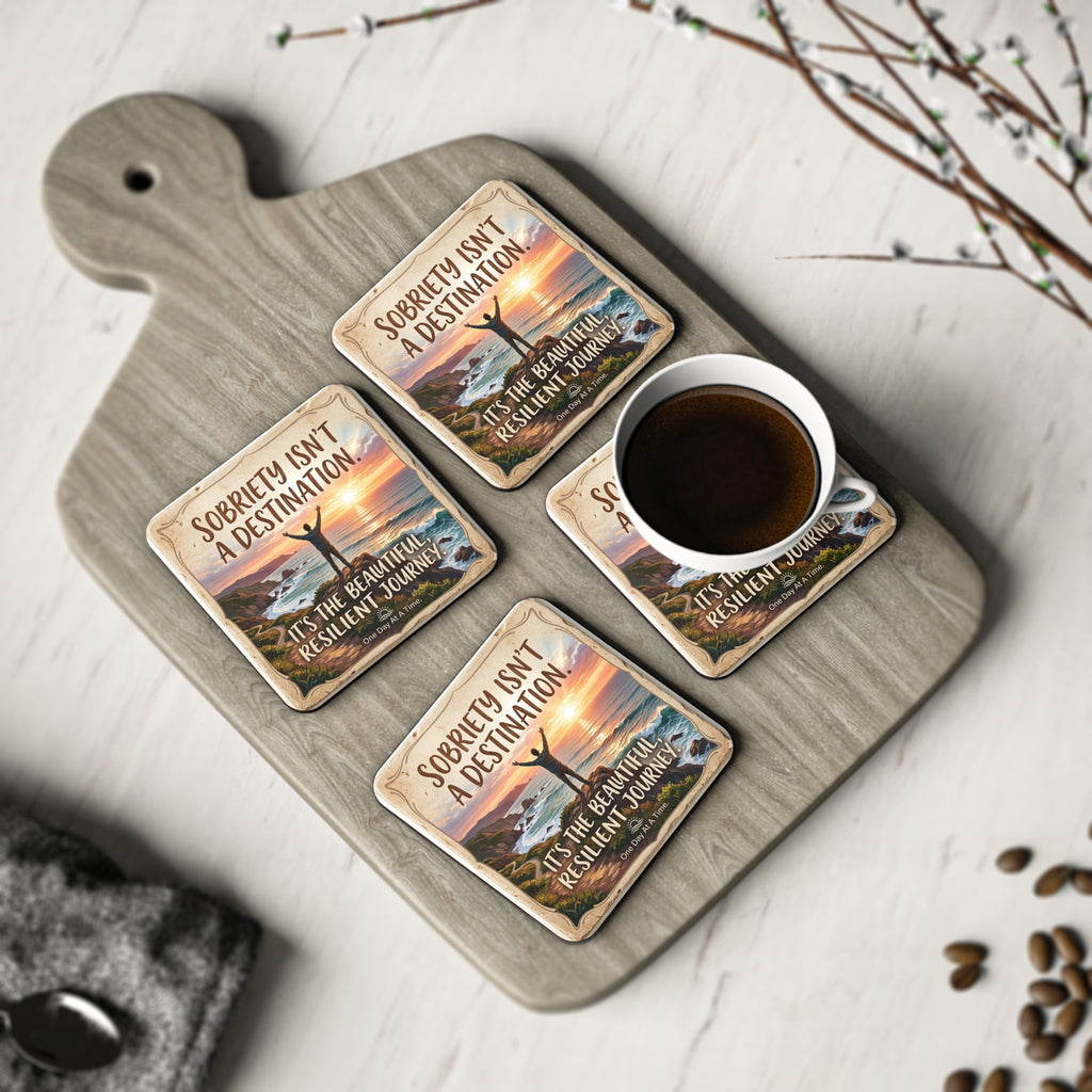 One Day At A Time - Inspirational Sobriety Recovery Drink Coaster - Coasters