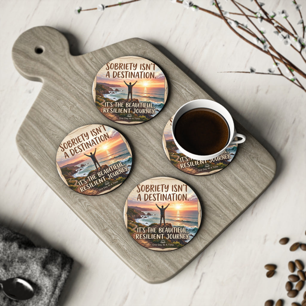 One Day At A Time - Inspirational Sobriety Recovery Drink Coaster - Coasters