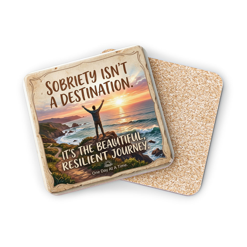 One Day At A Time - Inspirational Sobriety Recovery Drink Coaster - Coasters